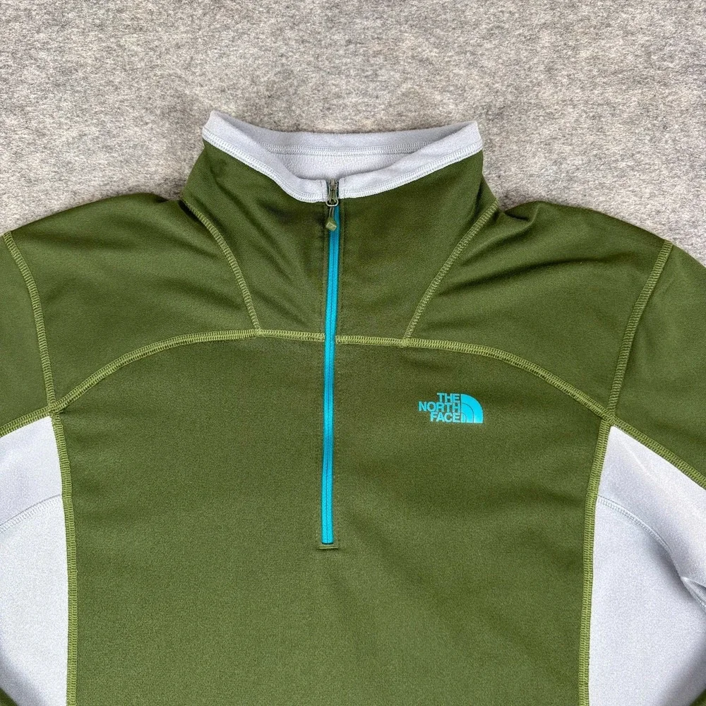 The North Face 1/4 Zip Fleece Pullover Polyester Green Mens Large L